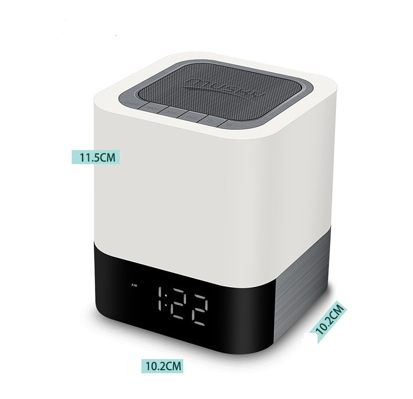 Bluetooth Speaker With LED Night Light And Clock With Alarm Function Compact Size 100 By 100 By 112 Millimeters