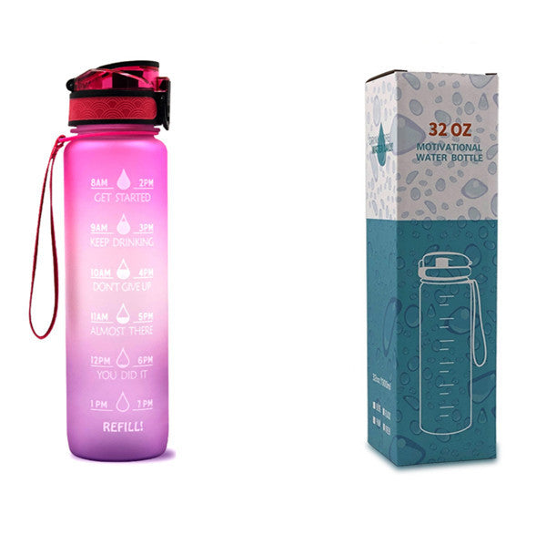 1L Motivational Water Bottle with Time Markers - Tritan Sports Bottle
