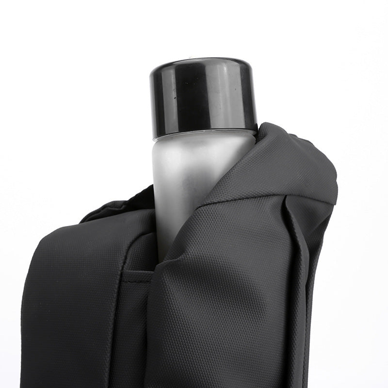 Mens Chest Outdoor Sports Crossbody Bag Large Capacity Waterproof PU Material Black Gray Dark Blue