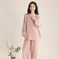 Women’s double-layer gauze long-sleeve top and pants set in dusty pink