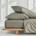 Sateen sheet set in olive green with duvet and matching pillowcases