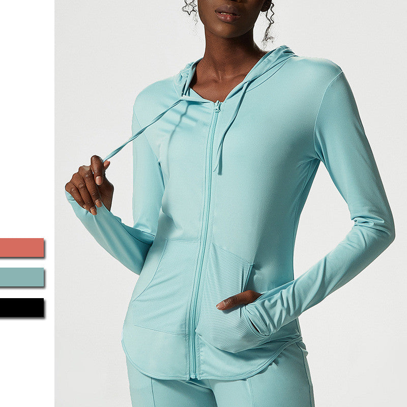 Womens Thin Quick Dry Long Sleeve Sports Top For Running Workout Yoga Black Orange Cyan