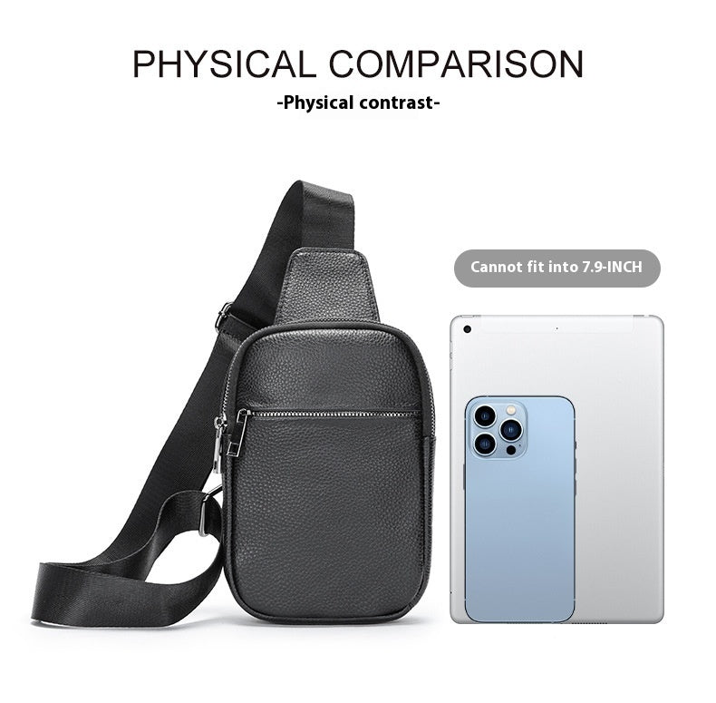 High Texture Casual Genuine Leather Mens Multifunctional Outdoor Crossbody Chest Bag For Daily Use