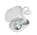 White Bluetooth translation earbuds in open charging case