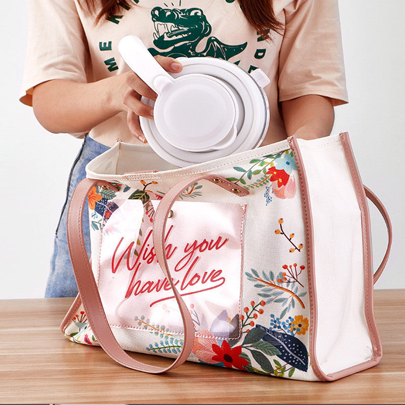 Foldable Silicone Electric Kettle 1L Travel Friendly Portable Fast Heating Push Button Operation Plastic Body