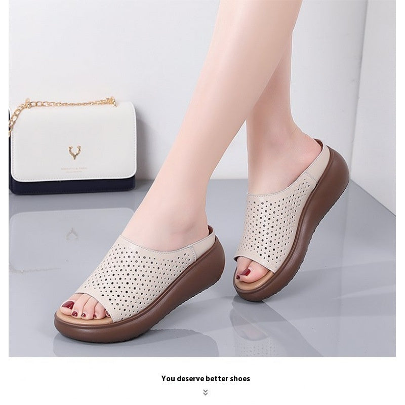 Peep Toe Open Toe Rocking Bottom Platform Heel Women's Shoes