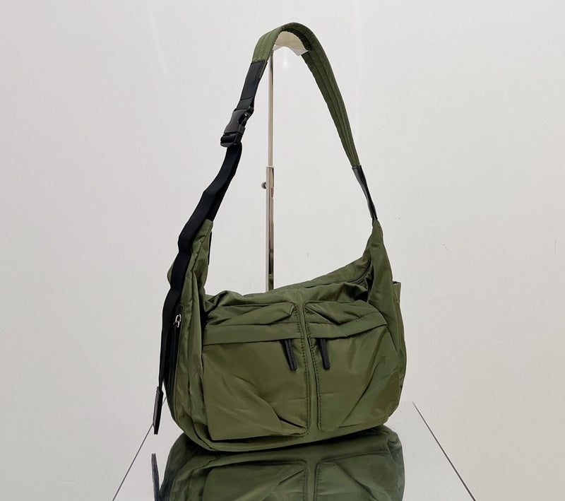 Nylon Crossbody Bag For Everyday Use With Simple Sports Style Unisex Design Available In Green Apricot White Black