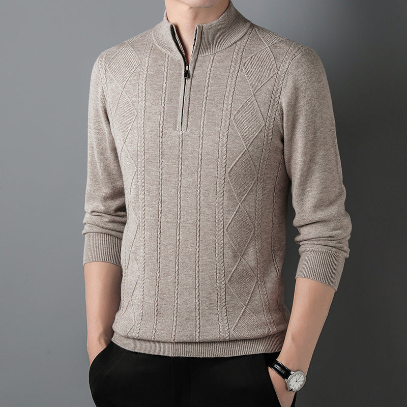 Half Zipper Thickening Thermal Head Cover Knitted Inner Match Woolen Sweater