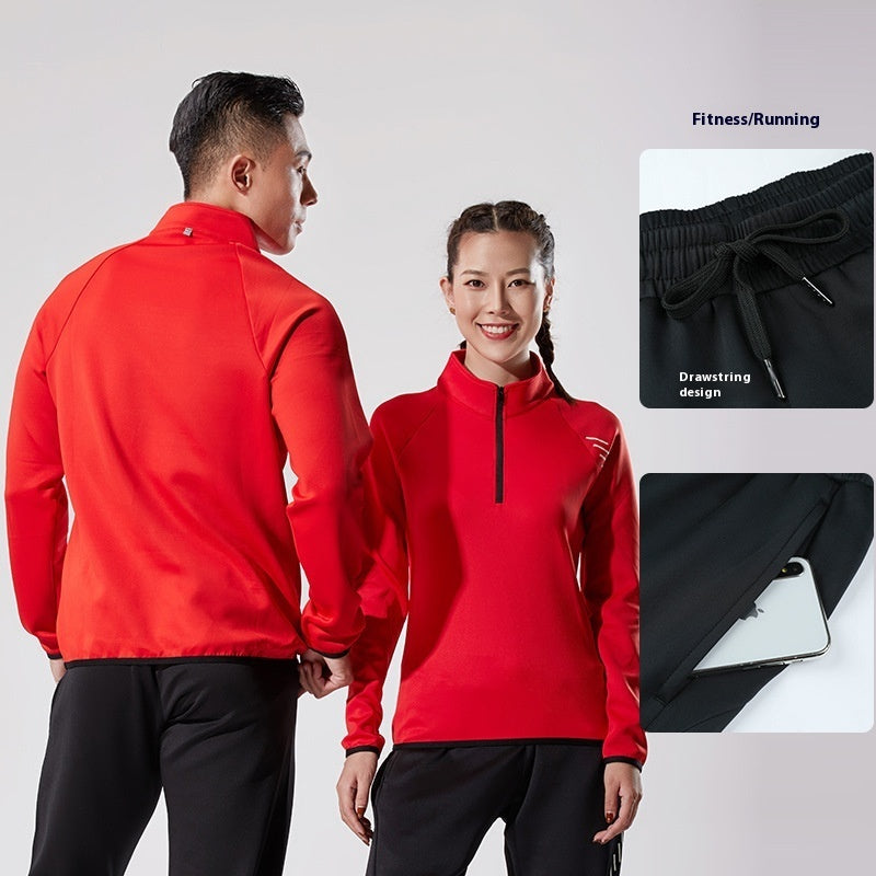 Unisex Half Zip Quick Dry Running Top For Outdoor Fitness And Cycling Available In Black Red Green Blue XS To XXXL