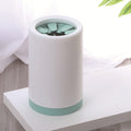Dog paw cleaner cup, white with mint-green ring and silicone bristle top