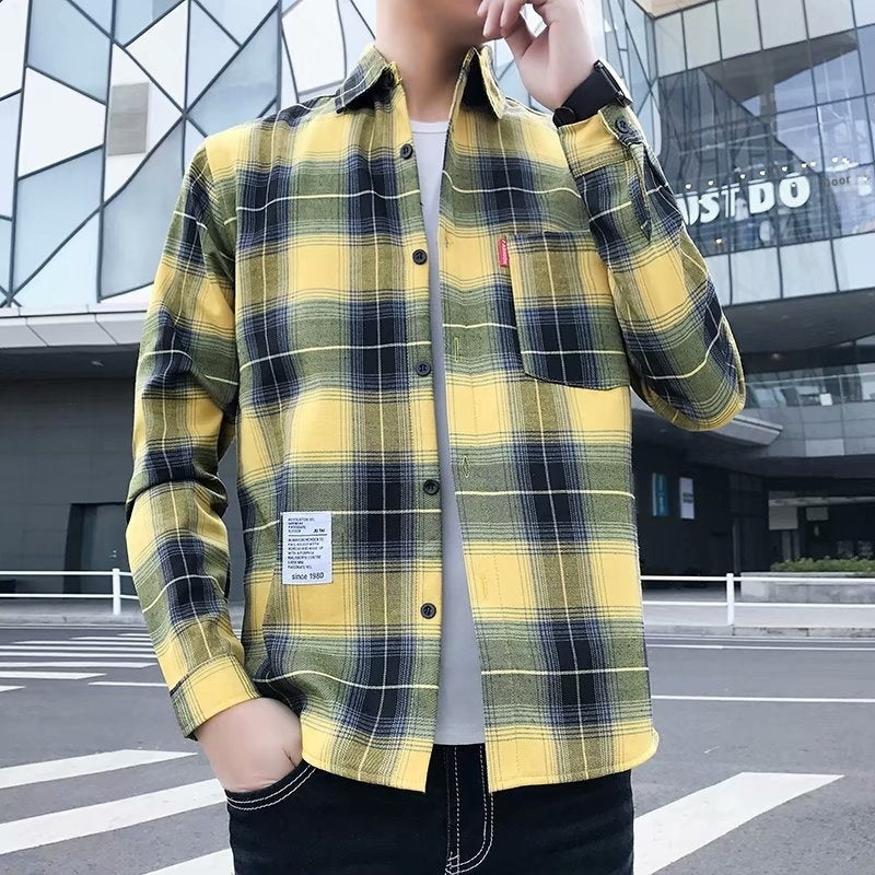 Men's Warm Thickened Korean Slim Fit Shirt Trendy Handsome Coat