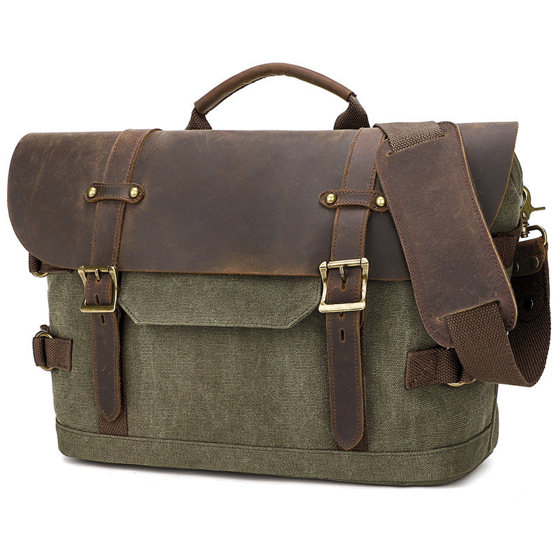 Canvas Shoulder Casual Men's Messenger Bag Waterproof Outdoor Retro Street Style Available InKhaki Army Green