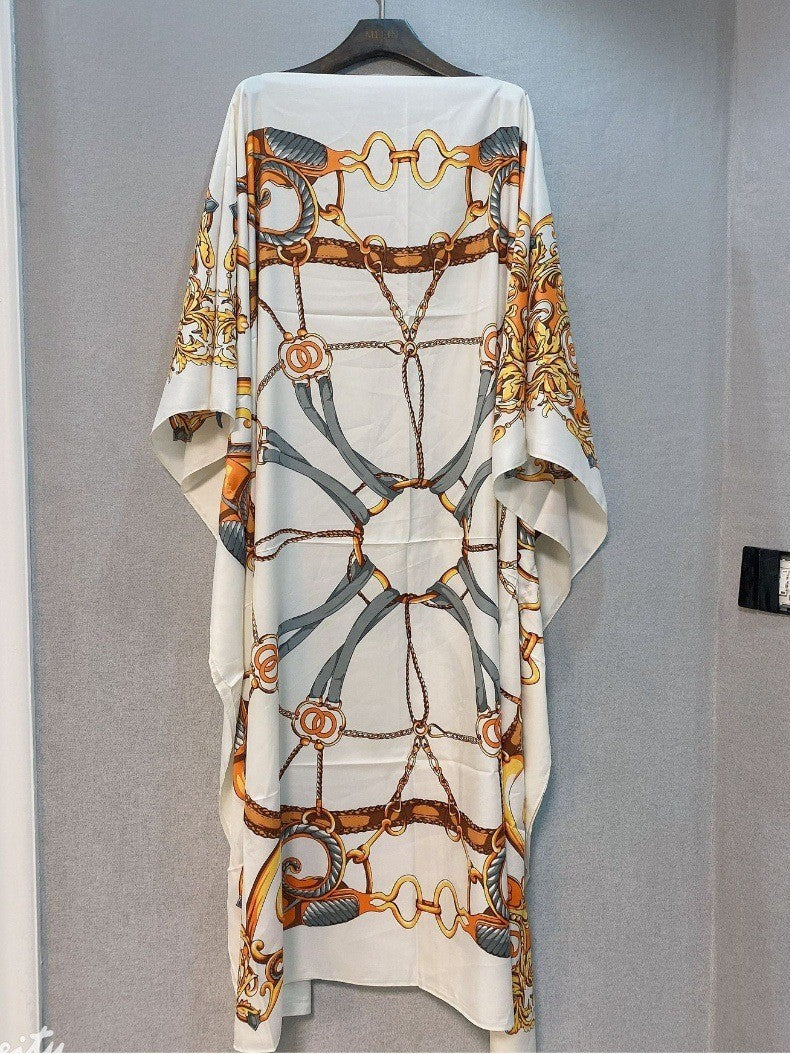 Loose Print Holiday Beach Dress Beach Cover-up