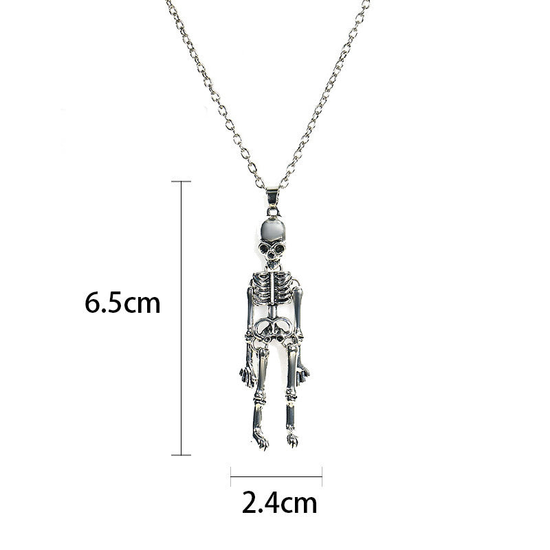 Halloween Gothic Skull Bat Pumpkin Pendant Necklace - Spooky Jewelry
