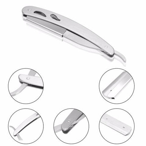 Stainless Steel Razor With 10 Blades Professional Straight Razor For Smooth Clean Shave