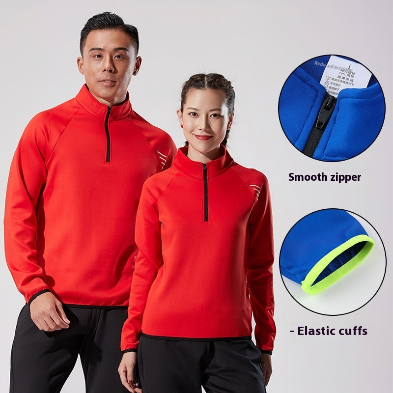 Unisex Half Zip Quick Dry Running Top For Outdoor Fitness And Cycling Available In Black Red Green Blue XS To XXXL