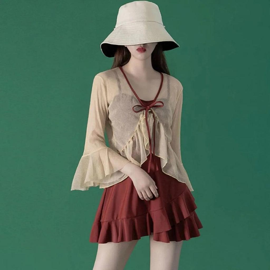 New Travel One-piece Skirt Swimsuit Women's Pure Desire Style