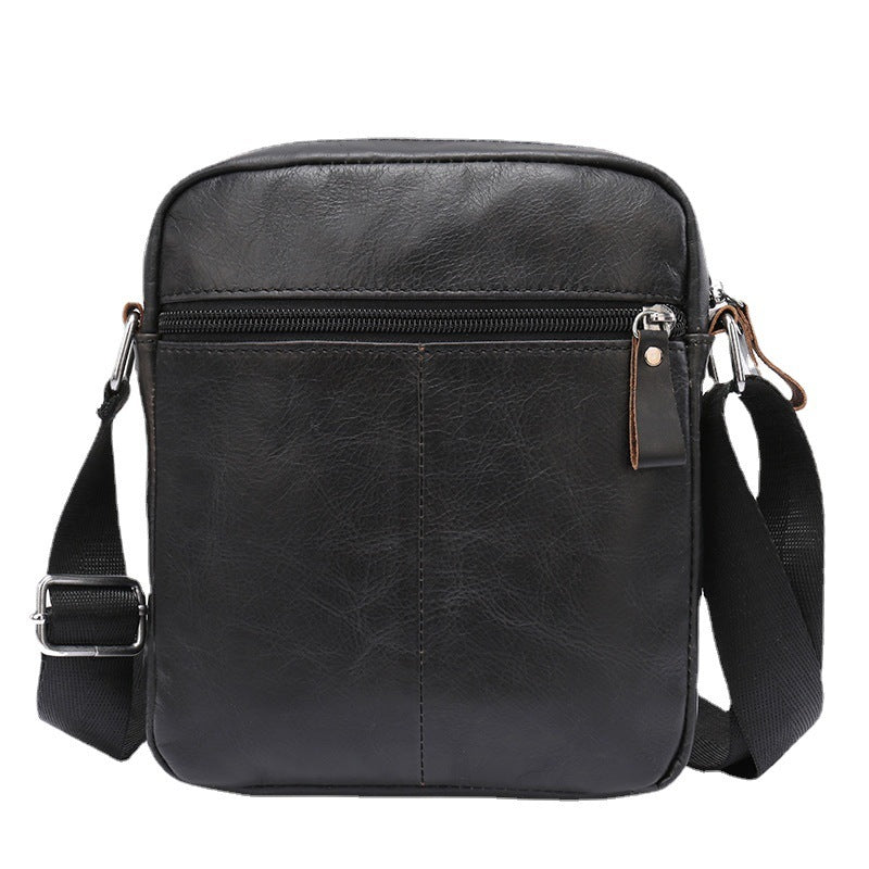 Retro Shoulder Messenger Bag for Boys Genuine Cowhide Leather 8 Inch Wear Resistant Crossbody Fashion Style