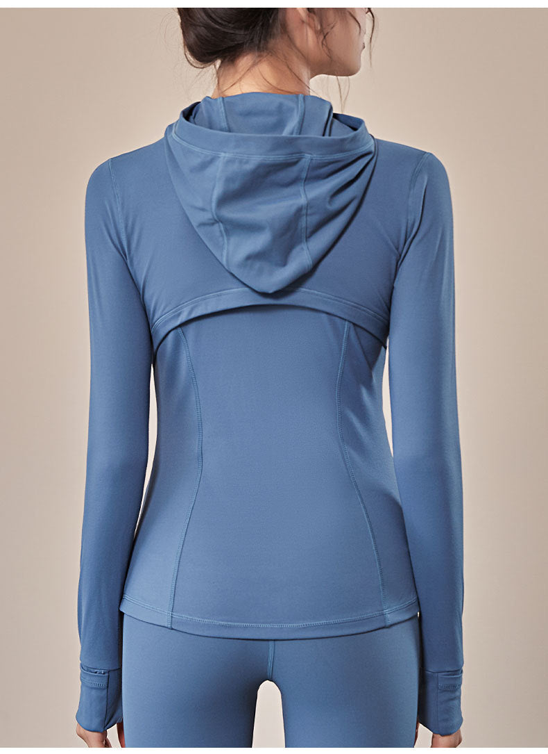 Women Hooded Nylon Breathable Sportswear Outerwear Jacket For Workout And Exercise