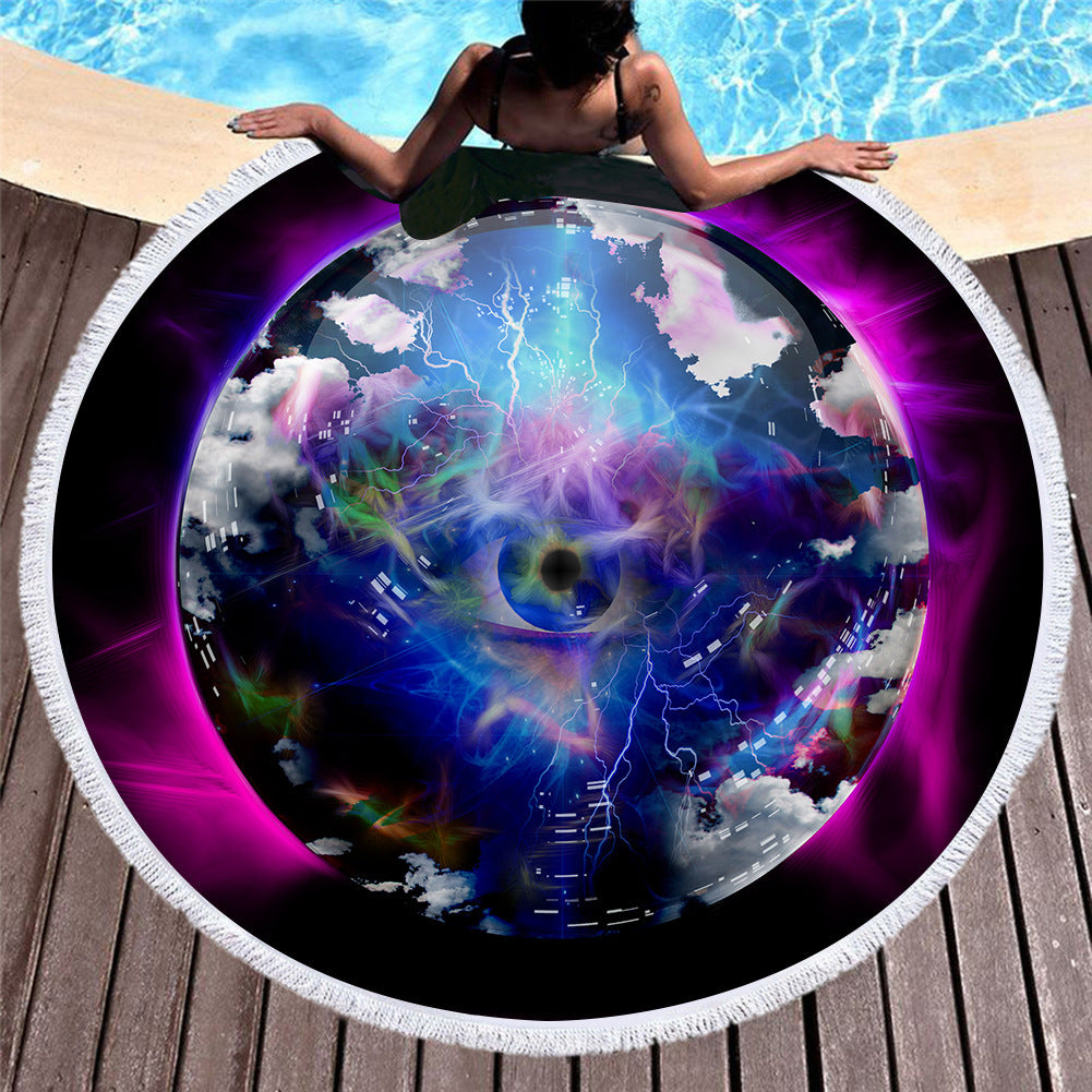 Retro round printed beach towel
