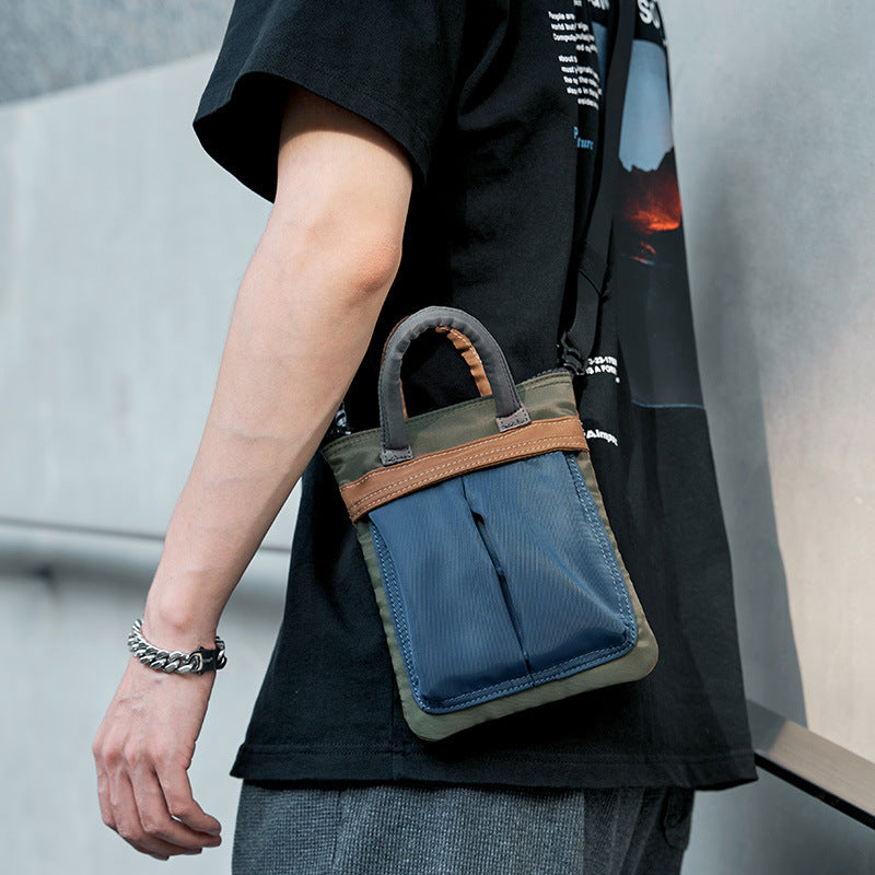 Blue Green Crossbody Messenger Bag For Men Lightweight Cycling Sports Bag With Polyester Lining 15x20 Cm