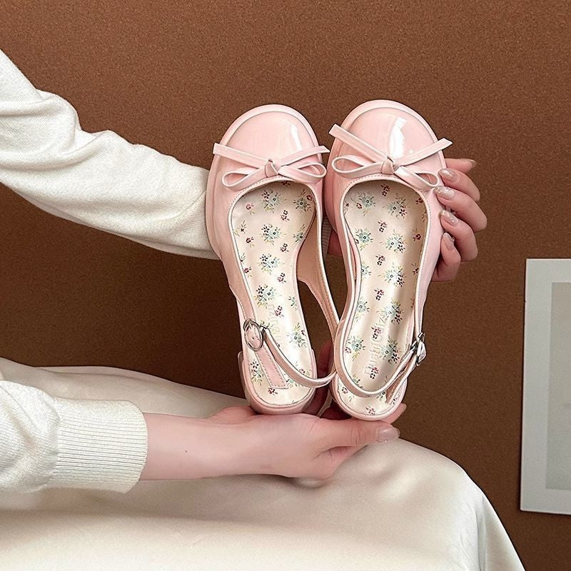 Elegant Bow Satin Slingback Sandals - Women's Summer High Heels
