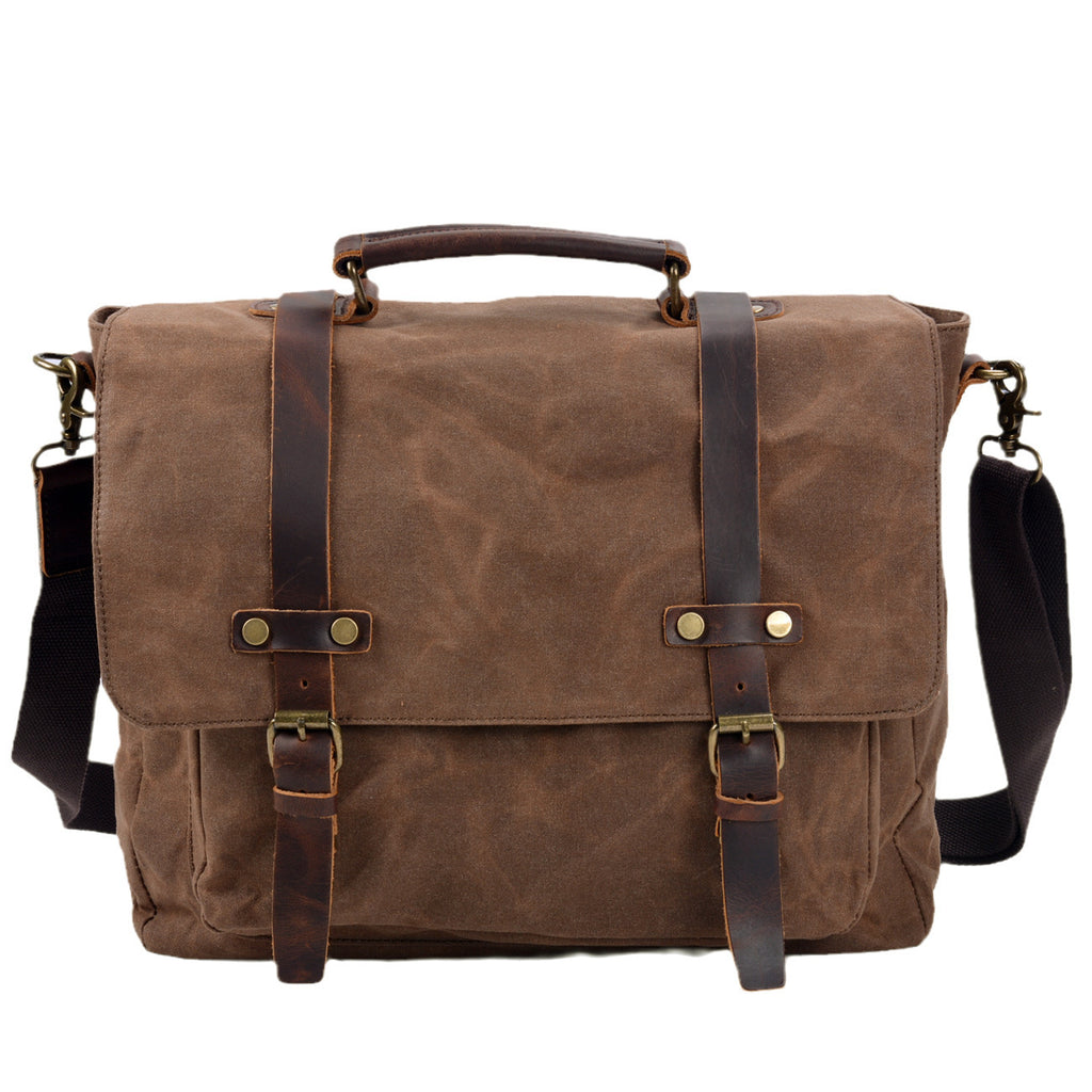 Mens Canvas Crossbody Bag For Business Travel Official Documents Slim Minimalist Design