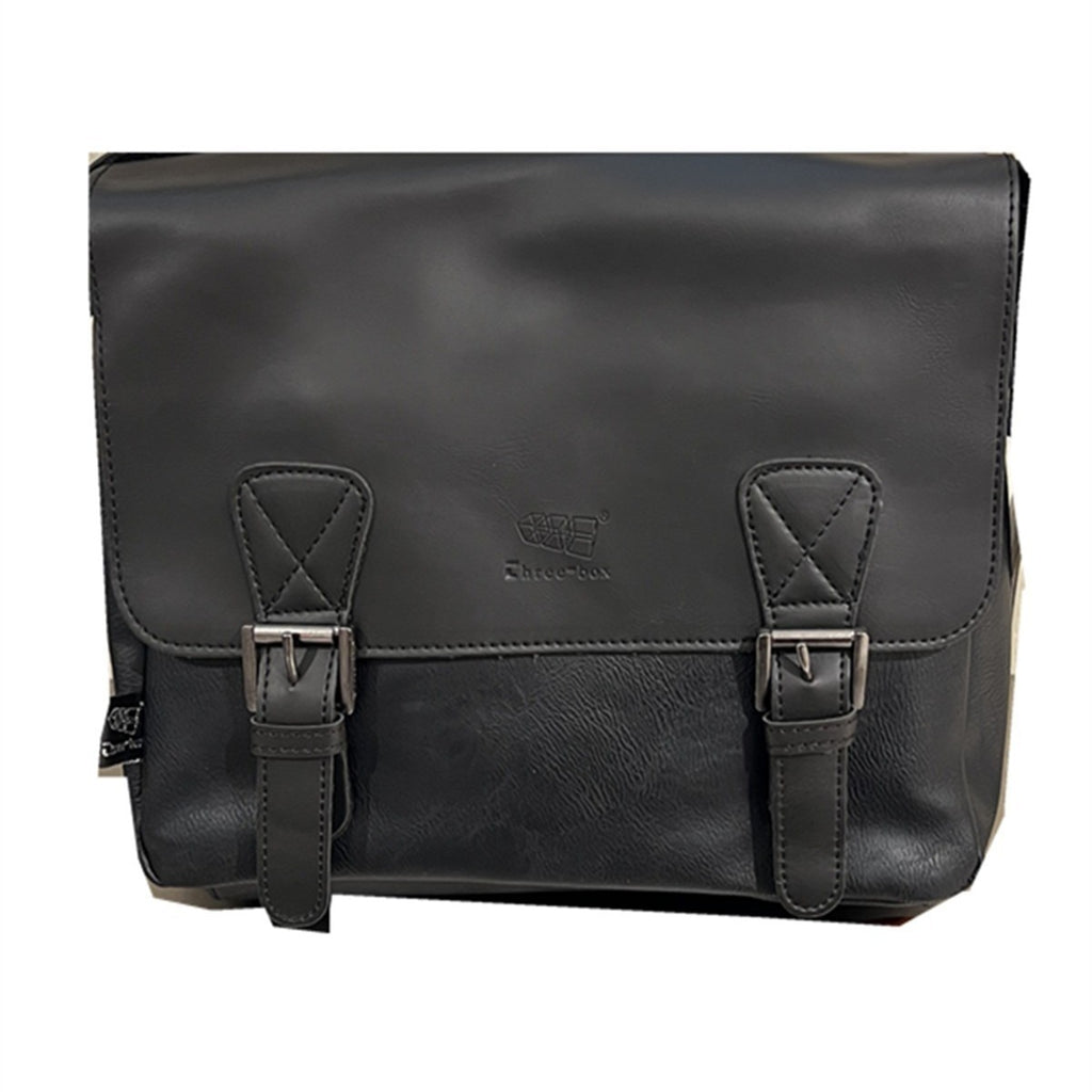 Retro Mens Japanese And Korean Casual Simple Shoulder Fashion Messenger Bag PU Leather Travel Everyday Use