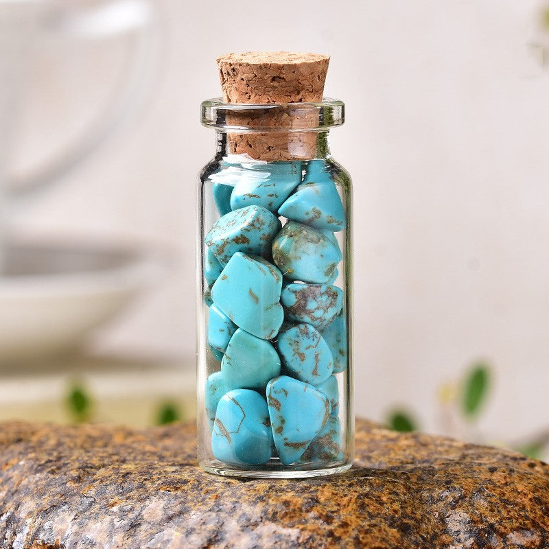 Natural Crystal Gravel Wishing Bottle – Cylinder Glass Bottle | 19 Crystals & 5 Sizes