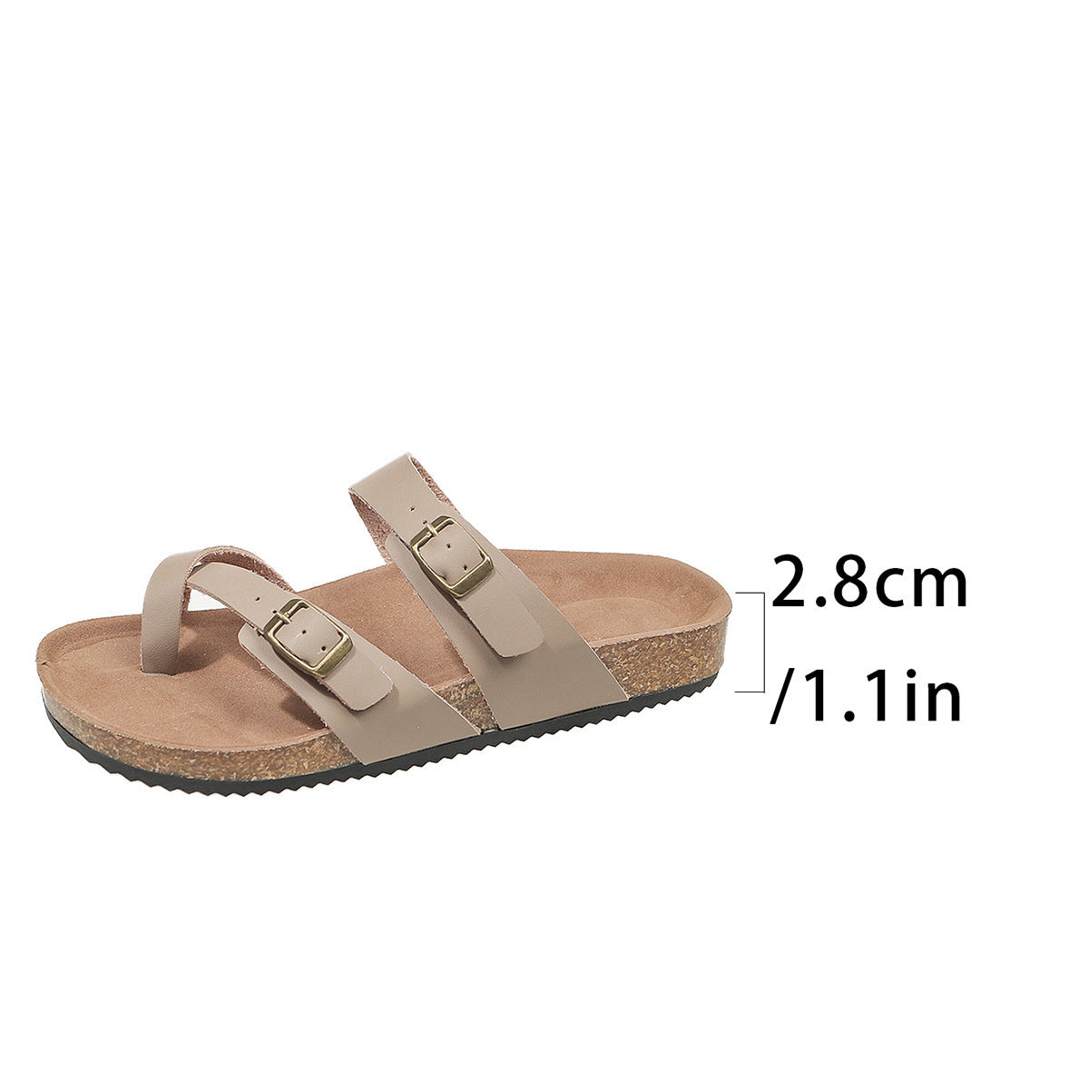 Double Row Buckle Open Toe Outdoor Slippers - Women's Casual Summer Sandals