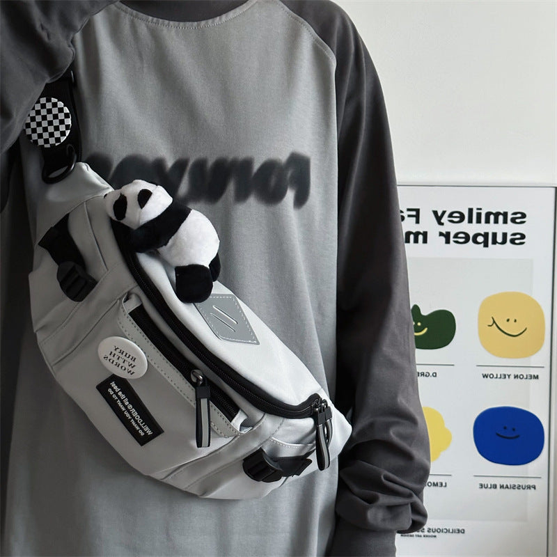 Chest Bag For Men Large Capacity Crossbody Oxford Cloth Sports Bag White Gray Black