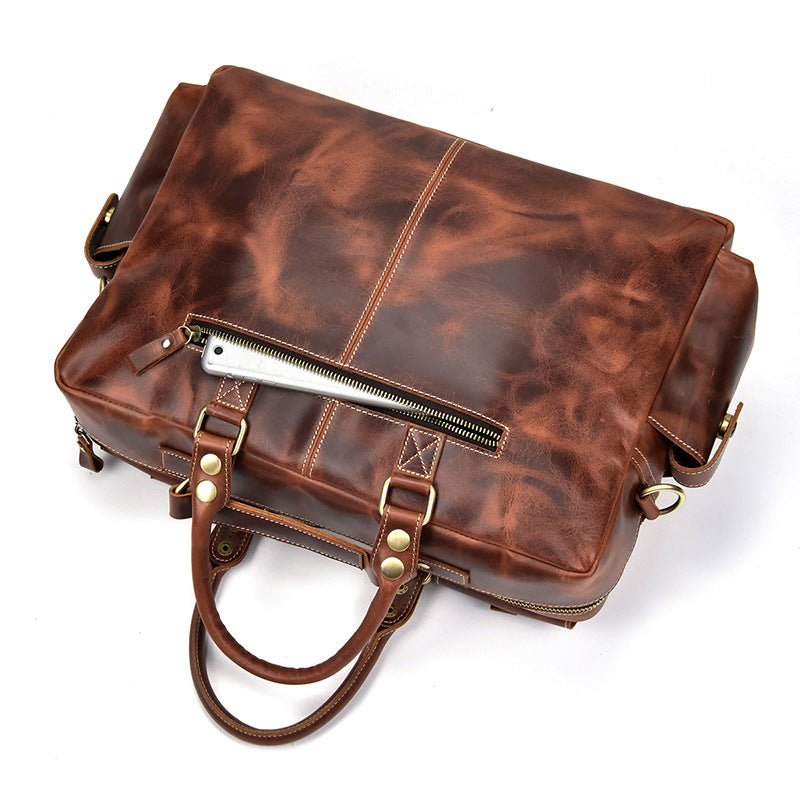 Retro Men's Large Capacity Genuine Leather Shoulder Messenger Bag Street Trend For Business Travel