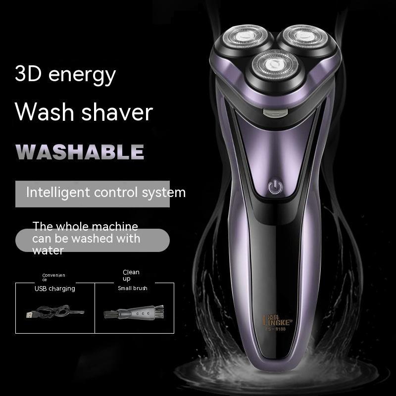 Electric Men's Shaver - Fully Washable USB Rechargeable Car Adapter