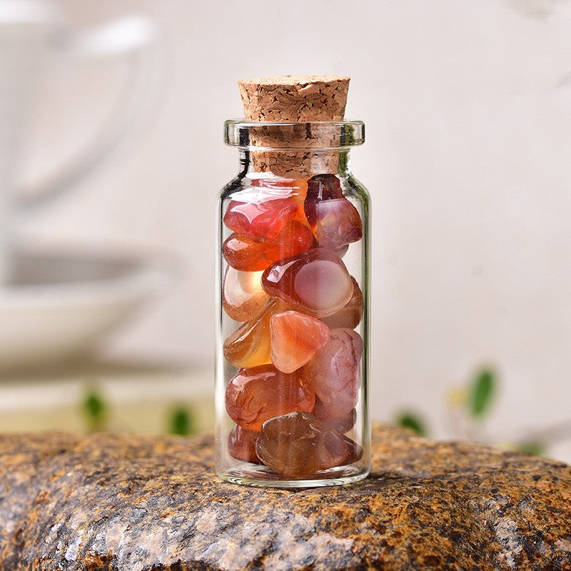Natural Crystal Gravel Wishing Bottle – Cylinder Glass Bottle | 19 Crystals & 5 Sizes
