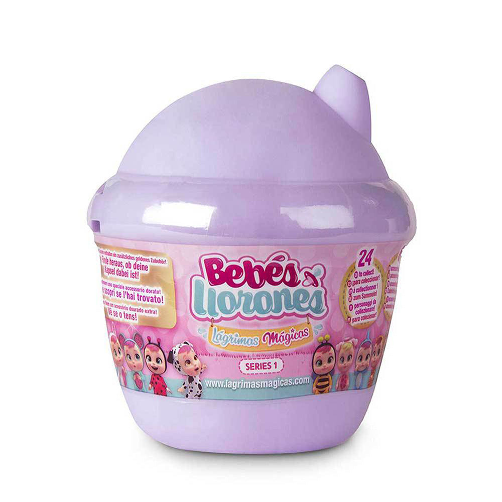 Purple blind box baby doll toy in cup-shaped container