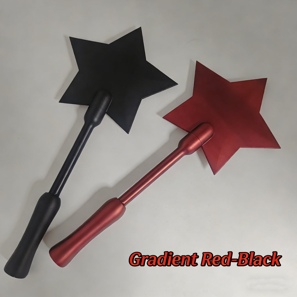 Tap-to-pay NFC wand pair: black and red star-shaped heads with matching handles