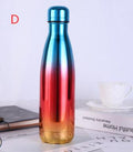 500ml stainless steel insulated water bottle, tall blue-red-gold gradient with metal lid