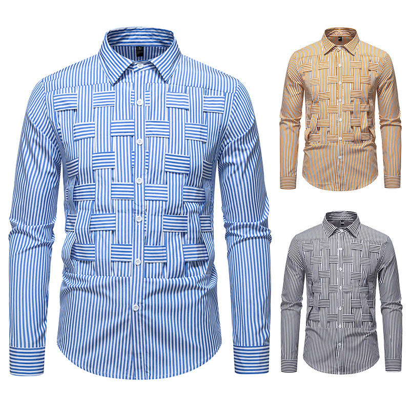 Striped Woven Plaid Men's Spring And Autumn Ruan Handsome High-grade Shirt