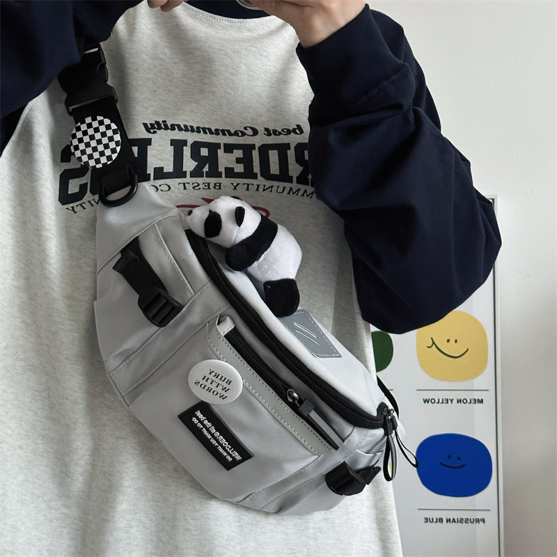 Chest Bag For Men Large Capacity Crossbody Oxford Cloth Sports Bag White Gray Black