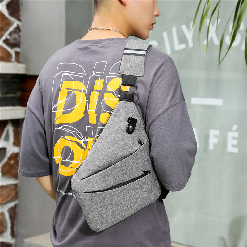 Blue Black Gray Mens Casual Sports Checkered Outdoor Single Shoulder Bag Wear Resistant Polyester