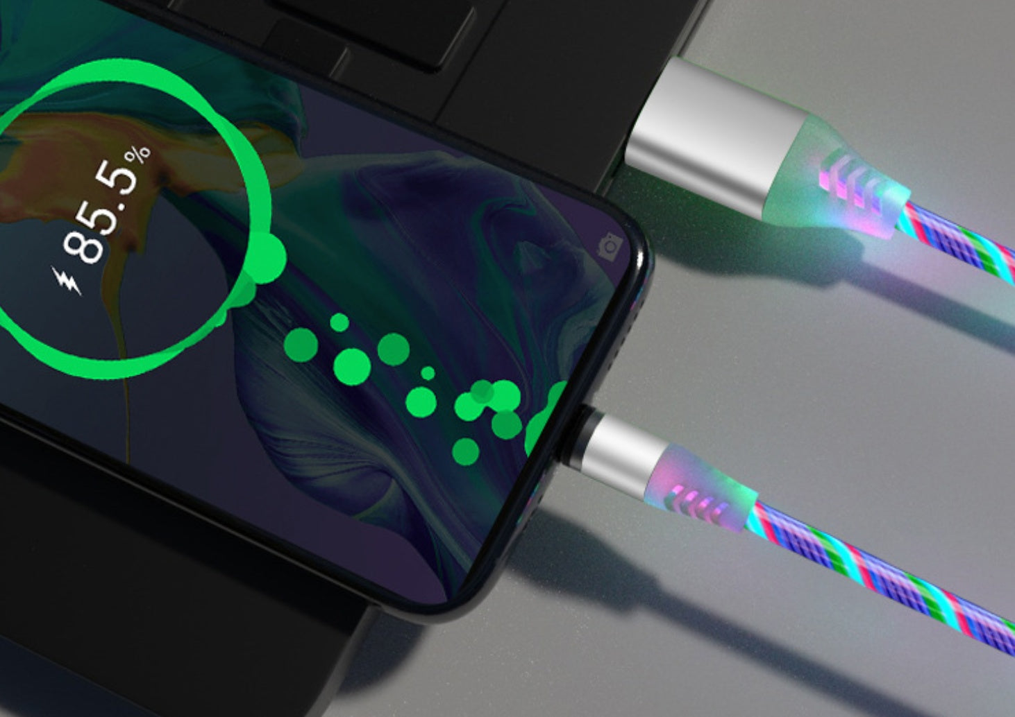 Magnetic Charging Cable 3-in-1 - iPhone Android USB-C with LED Light