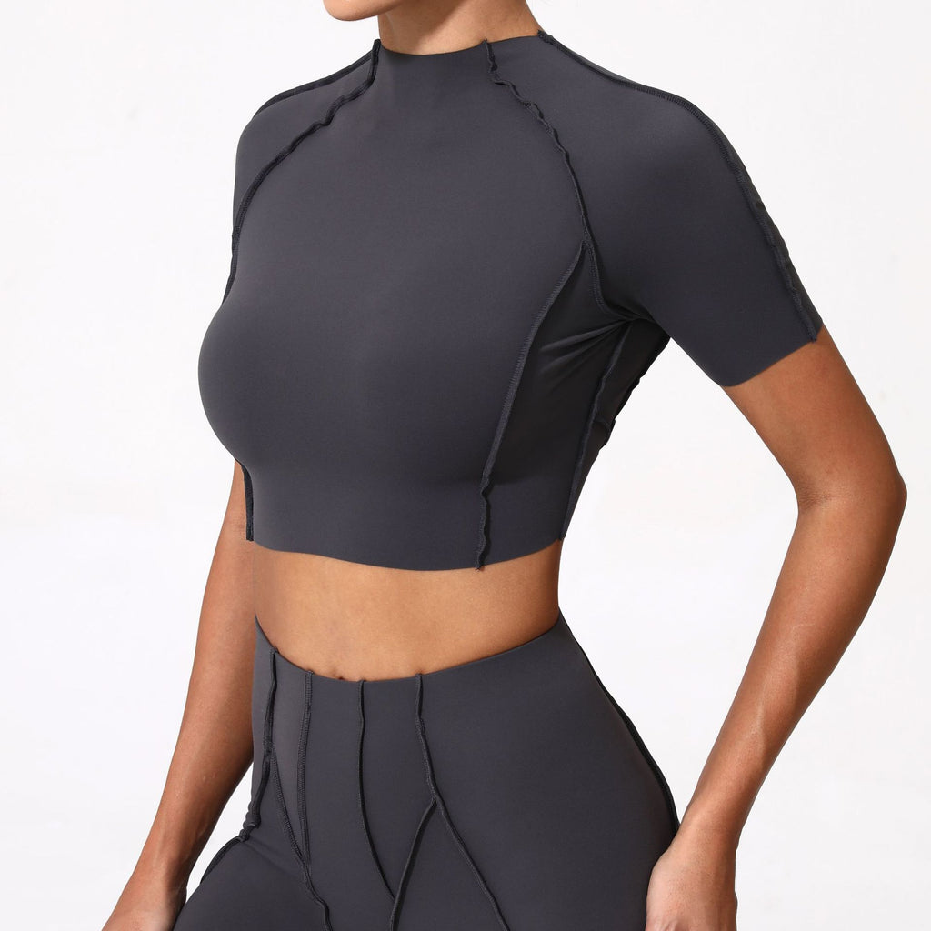 New Yoga Wear Women Without Chest Pad Flattering Short Sleeve Top