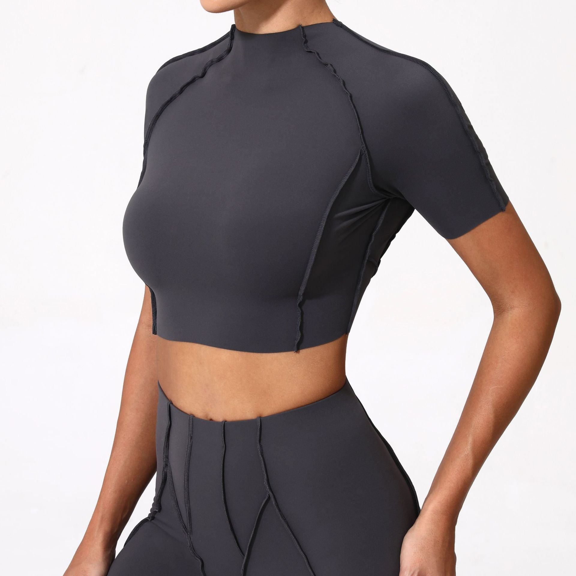 New Yoga Wear Women Without Chest Pad Flattering Short Sleeve Top