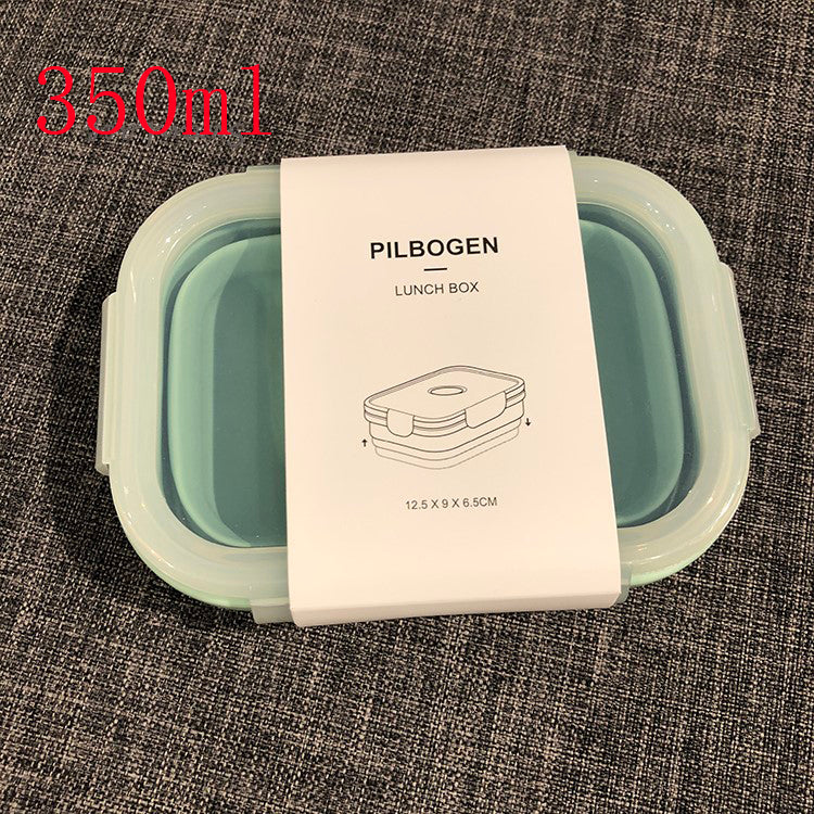 Light green silicone lunch container set, 350 mL, with snap lids