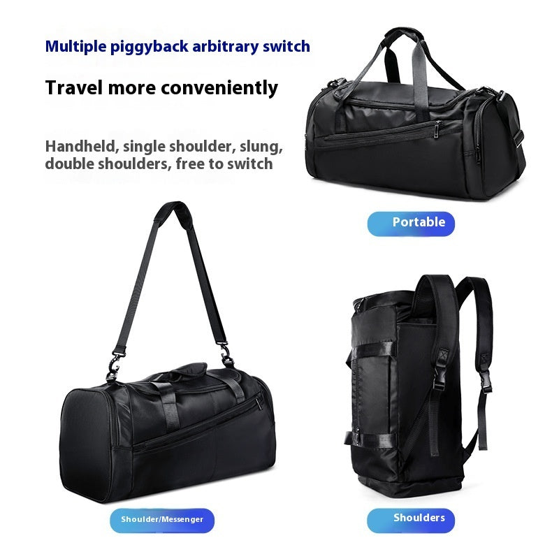 Mens Large Capacity Travel Dry Wet Separation Fitness Sports Training Portable Messenger Bag Nylon Black