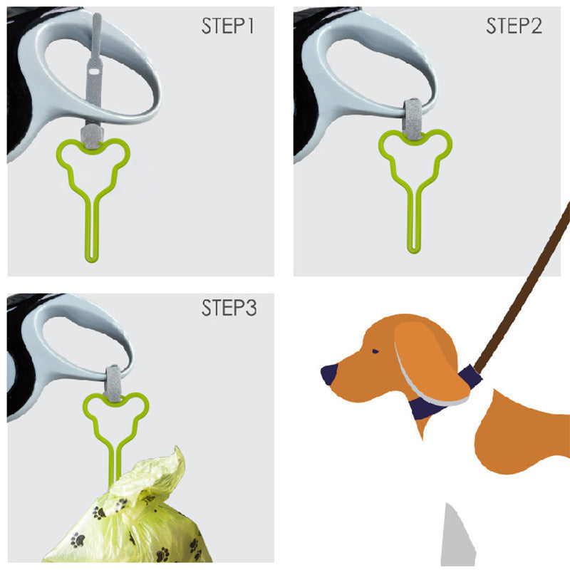 Pet Poop Bag Holder Hands Free Fixed Clip For Cat And Dog Walking Dispenser Velcro Random Color