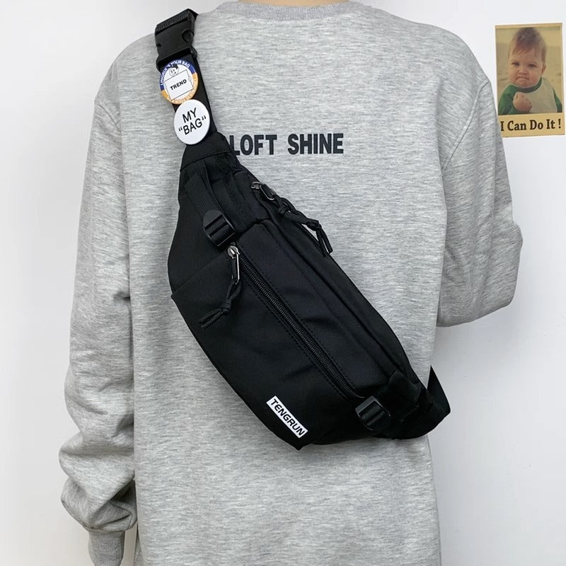 Trendy Chest Bag for Men One Shoulder Waist Pack Oxford Cloth Durable Sport Crossbody Bag