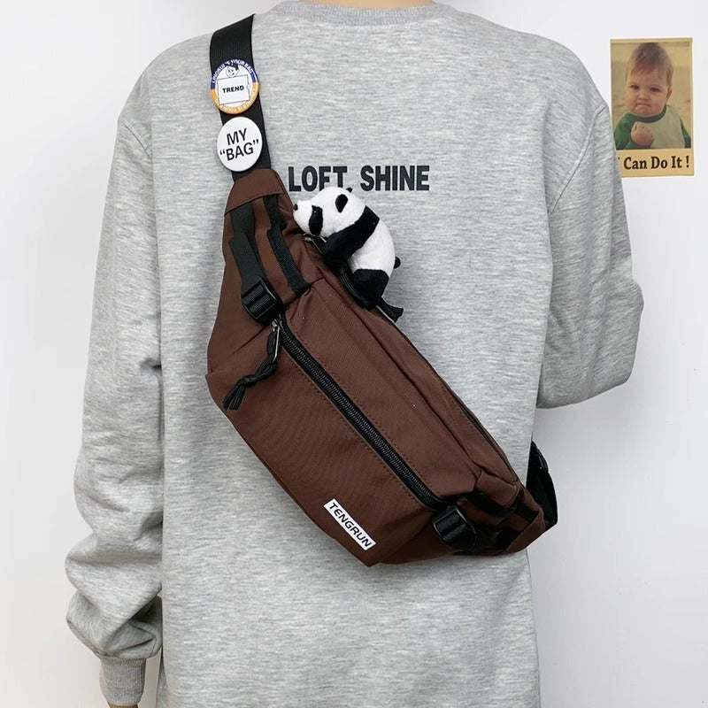 Trendy Chest Bag for Men One Shoulder Waist Pack Oxford Cloth Durable Sport Crossbody Bag