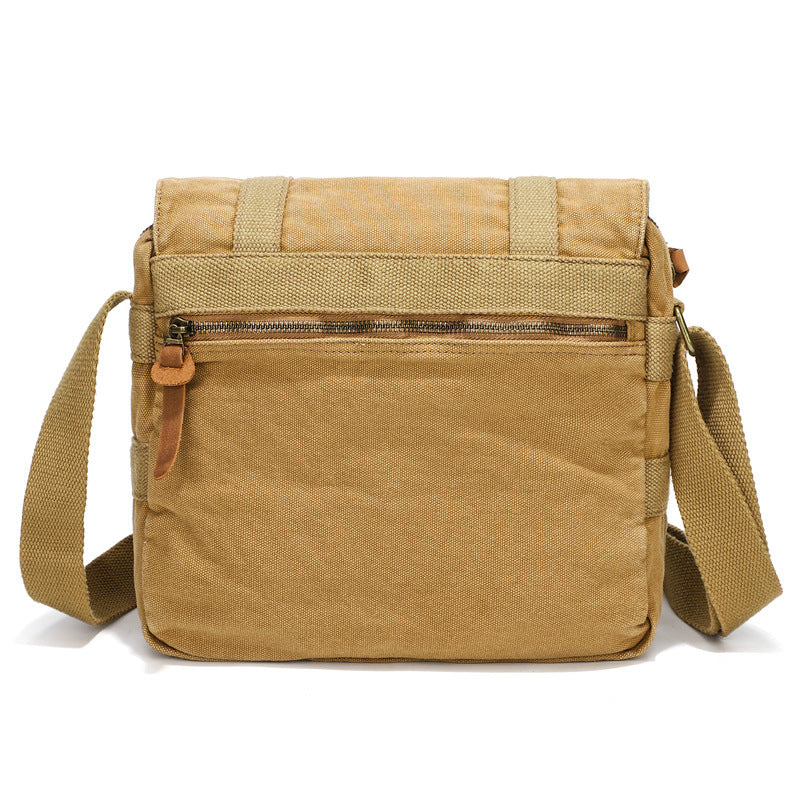 Mens Portable Retro Canvas Shoulder Bag Khaki Black Green Urban Style Wear Resistant For Daily Use