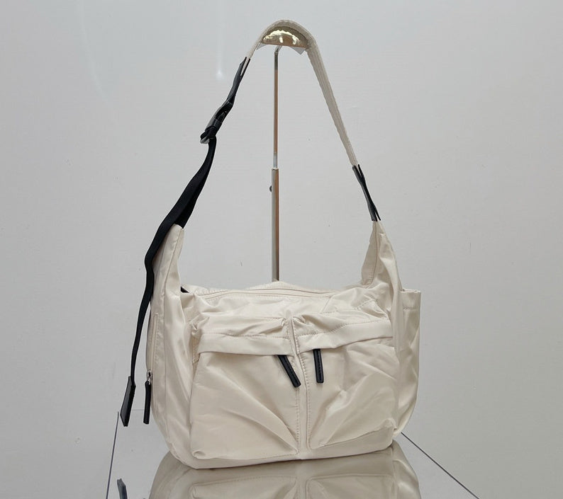 Nylon Crossbody Bag For Everyday Use With Simple Sports Style Unisex Design Available In Green Apricot White Black